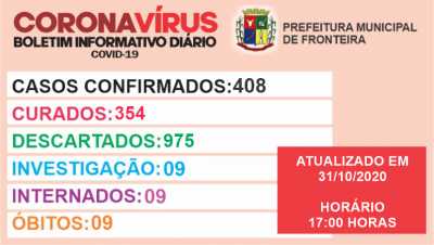 Boletim diário  Coronavírus 31-10-2020