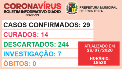 Boletim diário  Coronavírus 26-07-2020