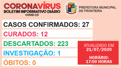 Boletim diário  Coronavírus 21-07-2020
