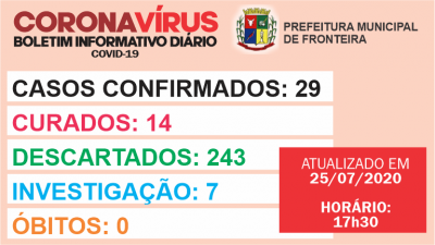 Boletim diário Coronavírus 25-07-2020